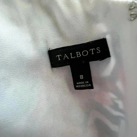 Talbot Mosaic Floral Sateen Fit & Flare Pink Blue Pleated Dress Knee Length Sz 8 - Picture 13 of 16